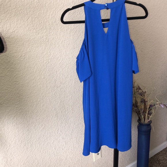 Lily Rose Royal Blue Cold Shoulder Dress - Picture 11 of 14